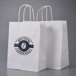 Wholesale Eco Friendly Recyclable Takeaway Flat Brown Handle Kraft Grocery Customized Paper Bag with Handle