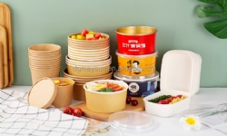 Custom Paper Lunch Bowl Disposable Soup Bowls Food Kraft Paper Salad Bowls with Lid