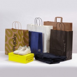 Wholesale Luxury Craft Gift Brown White Packaging Printed Shopping Bag Kraft Paper Bags with Your Own logo