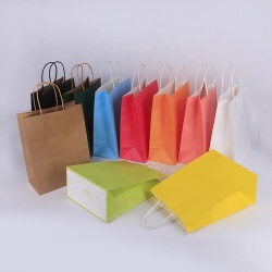 customize Luxury Craft Gift Brown White Packaging Printed Shopping Bag Kraft Paper Bags with Your Own logo