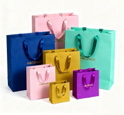 Wholesale Shopping Gift Paper Bag Plain Cheap Pink Paper Bags Print Bag with Handle Accept Custom Printed Retail Luxury Package