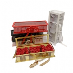 Wholesale Rose Flower Gift Box for Bouquets Arrangement Transparent Mother's Day Boxes for Flower MOM Flower Box