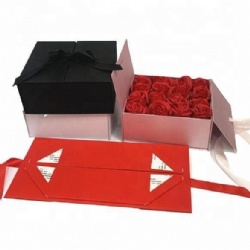 Wholesale Gift Packaging Flower Arrangement Boxes with Ribbon Flower Gift Box for Bouquets Foldable square Flower Box