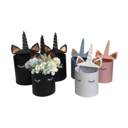 Wholesale Hug Bucket Flower Packaging Box for Wedding Party Decoration Flower Arrangement Box Set of 3 unicorn Round Flower Box