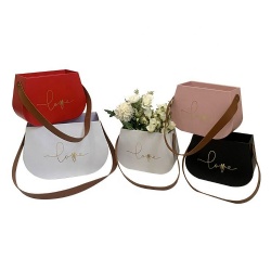 Wholesale Fresh Flower Bloom Bag Box with Handle Purse Flower Arrangement Box for Home Party Decoration Portable Flower Box