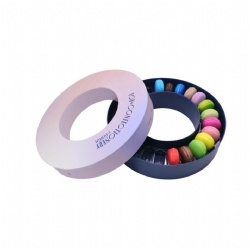 Custom Empty Chocolate Cookies Pastry Box 24 Pack Seasonal Cardboard Macaron Packaging Box with Insert Rigid Round Macaron Box